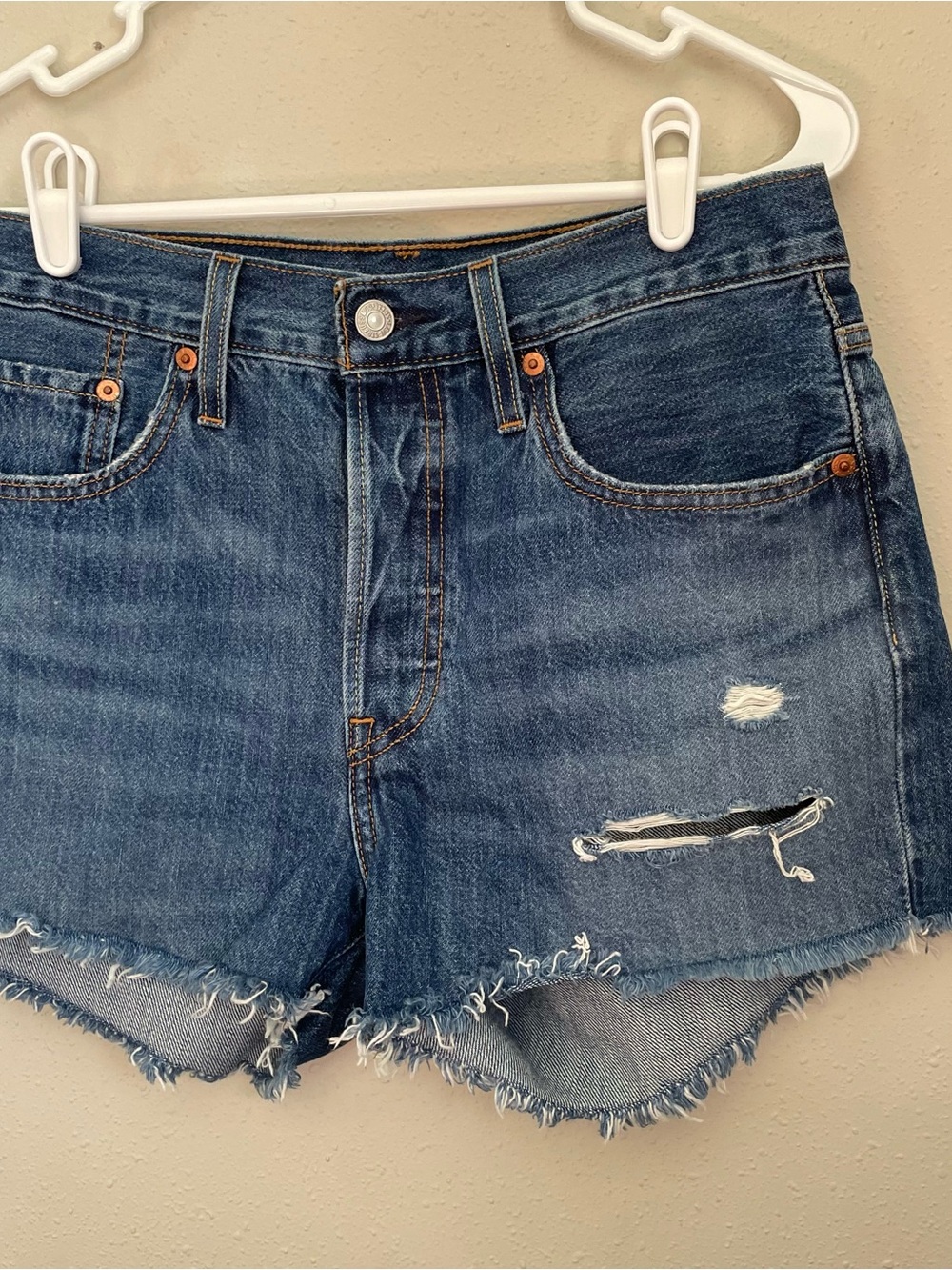 Levi's 501 Distressed Denim Cutoff Shorts - Blue